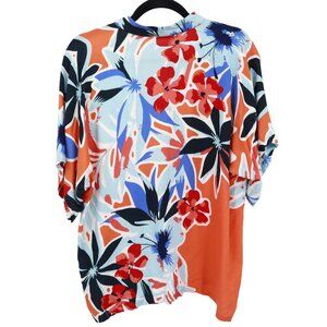 Soft Surroundings Cabana Bay Top Womens XS Blue Tropical Resort Vacation Cruise